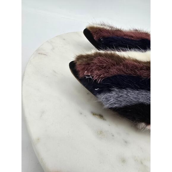 Rebecca Minkoff Amelie Black Suede Flats | Real Mink Fur Loafers - Picture 4 of 8